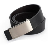 Ceinture en cuir noir pour homme avec une boucle en argent