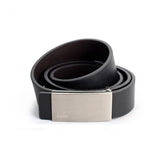 Ceinture en cuir noir pour homme avec une boucle en argent