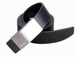 Ceinture en cuir noir pour homme avec une boucle en argent